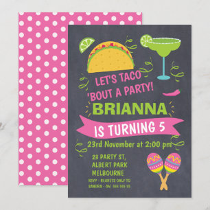 Chalkboard Taco Fiesta verjaardagsuitnodiging Kaart