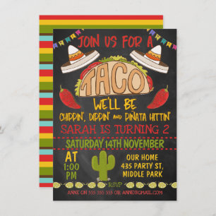 Chalkboard Taco Invitation du 2° anniversaire