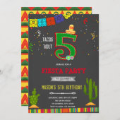 Chalkboard tacos 5 anniversaire invitation (Devant / Derrière)