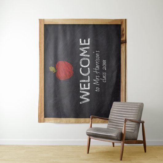 Chalkboard Teacher School Klaslokaal Achtergrond T Wandkleed (In situ)