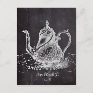 Chalkboard teapot Alice in Wonderland tea party Briefkaart