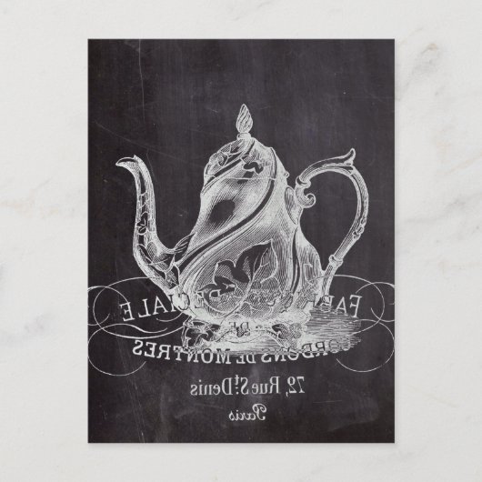 Chalkboard teapot Alice in Wonderland tea party Briefkaart (Voorkant)