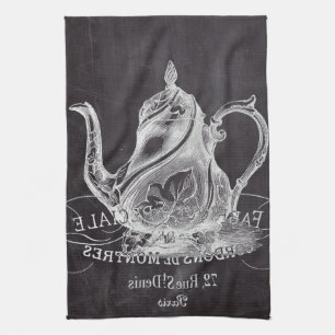 Chalkboard teapot Alice in Wonderland tea party Theedoek