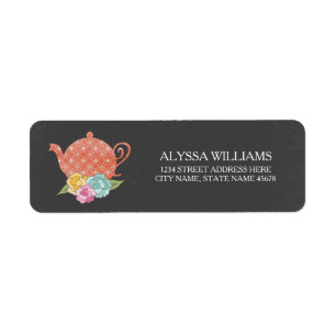 Chalkboard Teapot Return Address Label