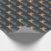 Chalkboard Teddy Bear Boy Baby shower Cadeaupapier (Hoek)