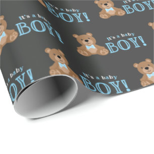 Chalkboard Teddy Bear Boy Baby shower Cadeaupapier