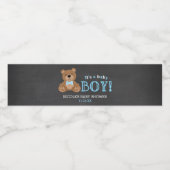 Chalkboard Teddy Bear Boy Baby shower Waterfles Etiket (Enkel label)