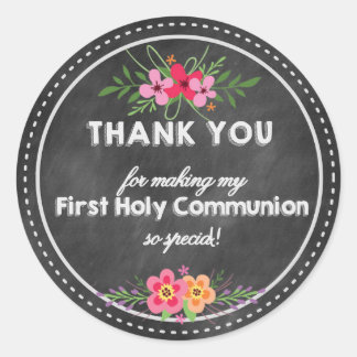 Chalkboard Thank you tag- First Holy communion Ronde Sticker