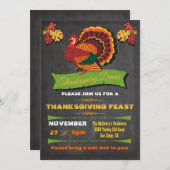 Chalkboard Thankesgiving dîner invitations (Devant / Derrière)