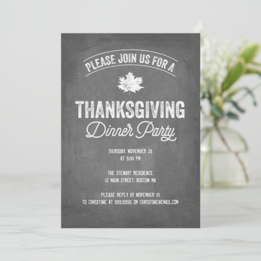 Chalkboard Thanksgiving-binnenpartijuitnodiging Kaart (Staand voorkant)