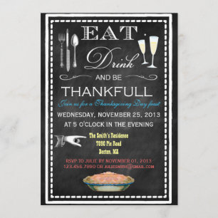 Chalkboard Thanksgiving Dinner Party Kaart