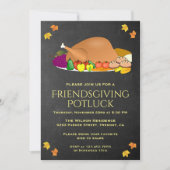 Chalkboard Thanksgiving Potluck Party Invitation (Devant)