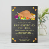 Chalkboard Thanksgiving Potluck Party Invitation (Debout devant)