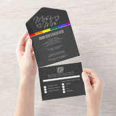 Chalkboard trouwdoedelen harten Mrs. en Mrs. All In One Uitnodiging (Afscheurbaar)