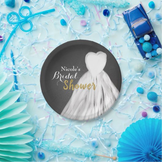 Chalkboard trouwjurk Vrijgezellenfeest Papieren Bordje (Feest)