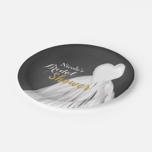 Chalkboard trouwjurk Vrijgezellenfeest Papieren Bordje (Gekanteld)