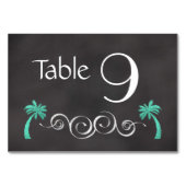 Chalkboard Turquoise Beach Wedding Numéro de table (Dos)
