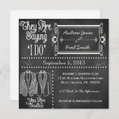 Chalkboard Tuxedo Gay Wedding Invitations Kaart (Voorkant / Achterkant)