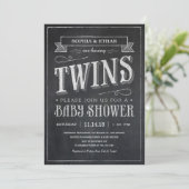 Chalkboard Twin Baby Shower Invitations (Debout devant)