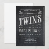 Chalkboard Twin Baby Shower Invitations (Devant / Derrière)