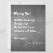 Chalkboard Typografie Bruiloft Aankondiging (Achterkant)