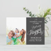 Chalkboard Typografie-kerstfotokaart Feestdagenkaart (Staand voorkant)