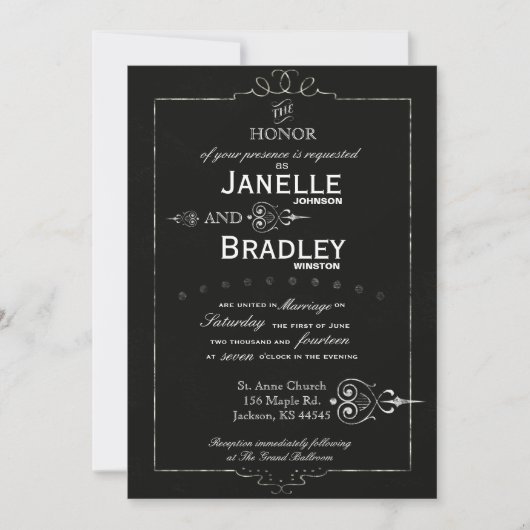Chalkboard Typografie Modern Wedding Invitation Kaart (Voorkant)