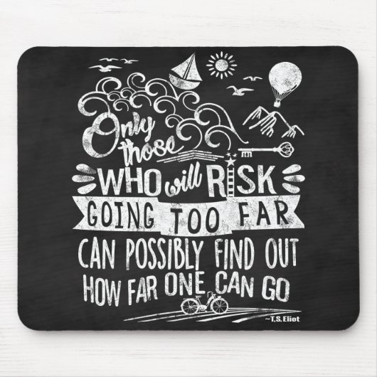 Chalkboard Typografie Motivatie Quote Adventure Muismat (Voorkant)