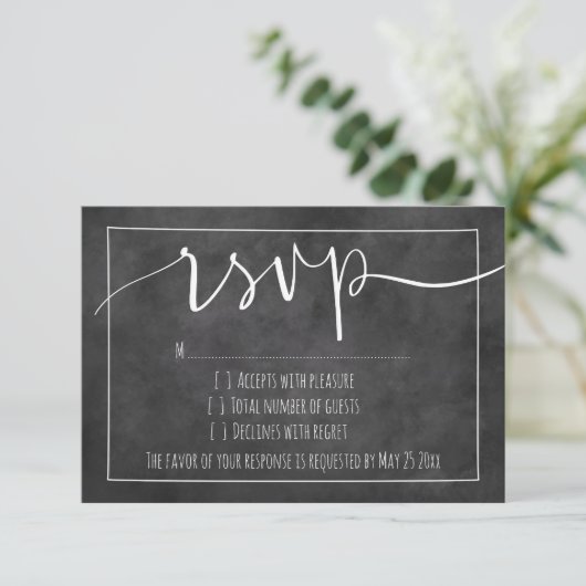 Chalkboard-typografie rsvp-trouwreactiekaarten RSVP kaartje (Staand voorkant)