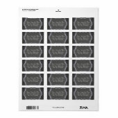 Chalkboard Typographic Leaf Swirl Rustic Wedding Etiket (Full Sheet)