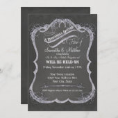 Chalkboard Typographic Leaf Swirl Rustic Wedding Kaart (Voorkant / Achterkant)