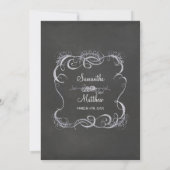 Chalkboard Typographic Leaf Swirl Rustic Wedding Kaart (Achterkant)
