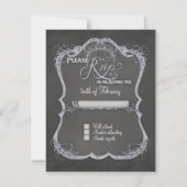 Chalkboard Typographic Leaf Swirl Rustic Wedding RSVP Kaartje (Voorkant)