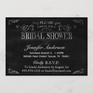 Chalkboard Typography Bridal Shower Invitation Kaart