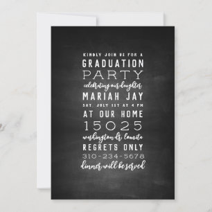 Chalkboard Typography Graduation Party Kaart