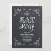 Chalkboard Typography Holiday Party Kaart (Voorkant)