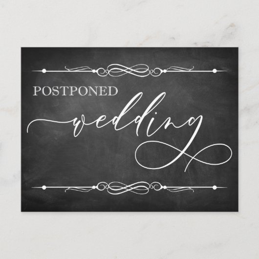 Chalkboard & Typography Postponed Wedding Kaart (Voorkant)