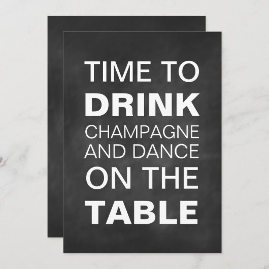 Chalkboard Typography Wedding Shower Invitation Kaart (Voorkant / Achterkant)