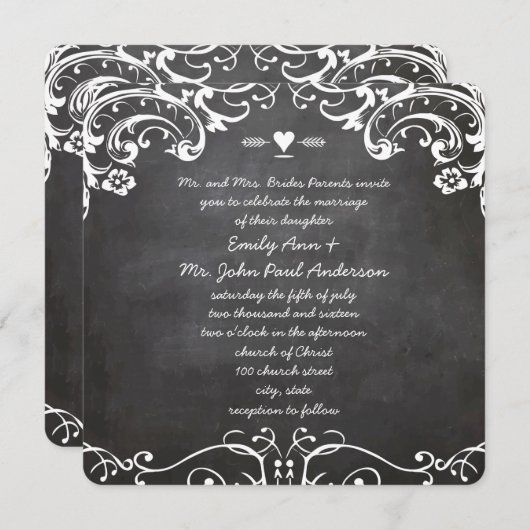 Chalkboard Typography Weddings Kaart (Voorkant / Achterkant)