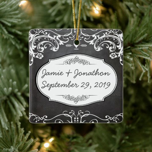 Chalkboard Typography Weddings Keramisch Ornament (Boom)
