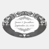 Chalkboard Typography Weddings Ovale Sticker (Voorkant)