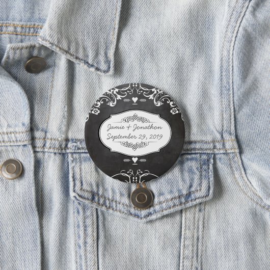 Chalkboard Typography Weddings Ronde Button 7,6 Cm (In situ)