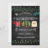 Chalkboard Ugly Sweater Kerstparty Kaart (Voorkant)