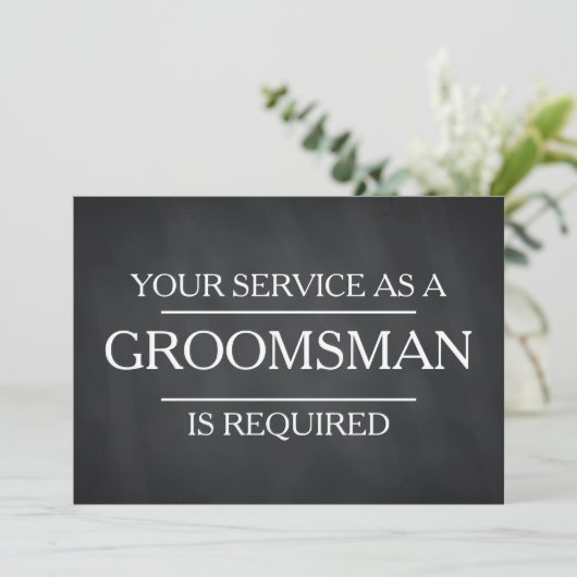 Chalkboard Uw Dienst wordt gevraagd als Groomsman Kaart (Staand voorkant)