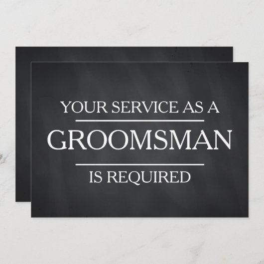 Chalkboard Uw Dienst wordt gevraagd als Groomsman Kaart (Voorkant / Achterkant)