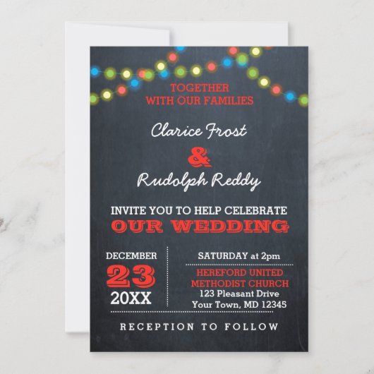 Chalkboard Vacances Faire-part de mariage (Devant)