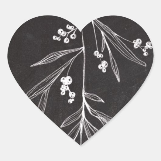 Chalkboard Vakantie Mistletoe - Kerstmis Hart Sticker (Voorkant)