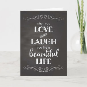 Chalkboard - Valentijnse  Love, Laugh, Beauful Lif Feestdagen Kaart