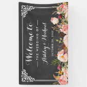  Chalkboard van de bruiloft Rustic Floral Spandoek (Verticaal)