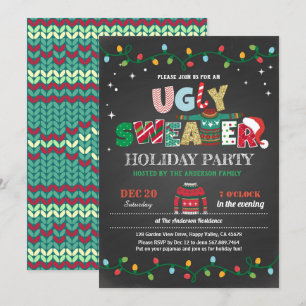 Chalkboard van de feestdag met een lelijke trui kaart